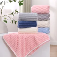Coral Fleece Striped Towel Absorbent Soft Skin-Friendly Breathable Face Cloth Face Towel Solid Color Towel Absorbent Than Pure Cotton main image 1