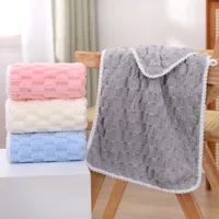 Coral Fleece Striped Towel Absorbent Soft Skin-Friendly Breathable Face Cloth Face Towel Solid Color Towel Absorbent Than Pure Cotton main image 2