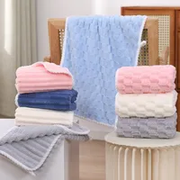 Coral Fleece Striped Towel Absorbent Soft Skin-Friendly Breathable Face Cloth Face Towel Solid Color Towel Absorbent Than Pure Cotton main image 3