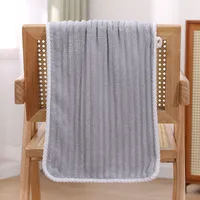 Coral Fleece Striped Towel Absorbent Soft Skin-Friendly Breathable Face Cloth Face Towel Solid Color Towel Absorbent Than Pure Cotton sku image 2