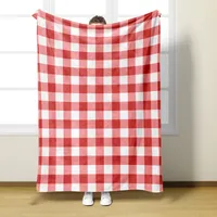 Custom Plaid Flannel Blanket Office Lunch Break Sleeping Blanket Thickening Trendy Printed Cover Blanket Customizable Logo main image 1