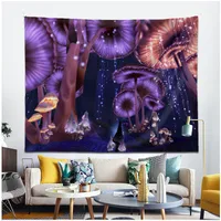 Cross-Border Luminous Mushroom Forest Tapestry Home Decorative Hanging Cloth Tapestry Background Wall Hanging Cloth Background Fabric main image 2