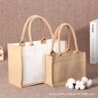 Jute Sack Butterfly Bone Bat MUJI Linen Bag Printed Logo Blank Stitching DIY Jute Tote Bag main image 1