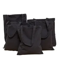 Black Blank In Stock Canvas Bag Fixed Logo Shopping Bag Women's Single Shoulder Cotton Cloth Bag Student's Canvas Bag Wholesale main image 2