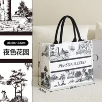In Stock Three-Dimensional Pocket Custom Printed Logo Canvas Bag Custom Large Capacity Portable Cotton Shopping Bag Eco-friendly Bag Pattern sku image 1