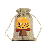 New Halloween Linen Drawstring Bag Candy Cookies Buggy Bag Halloween Gift Decoration Drawstring Drawstring Pocket sku image 1