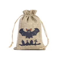 New Halloween Linen Drawstring Bag Candy Cookies Buggy Bag Halloween Gift Decoration Drawstring Drawstring Pocket sku image 8