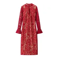 Women's Sheath Dress Elegant Round Neck Long Sleeve Solid Color Maxi Long Dress Holiday Daily Street sku image 3