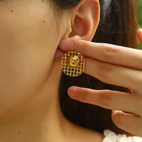 1 Pair IG Style French Style Commute Geometric Polishing 304 Stainless Steel 18K Gold Plated Ear Studs main image 1