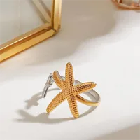 Basic Beach Simple Style Geometric Starfish 316 Stainless Steel  Women's Open Rings Rings main image 4