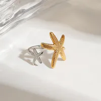 Basic Beach Simple Style Geometric Starfish 316 Stainless Steel  Women's Open Rings Rings main image 5