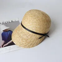 Women's Hawaiian Vacation Tropical Solid Color Curved Eaves Straw Hat Equestrian Hat sku image 1
