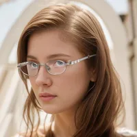 New Y2K Middle Ancient Style Heavy Industry Diamond-encrusted Fashion Metal European And American Style Sunscreen Sunglasses Anti-blue Light Flat Glasses main image 2