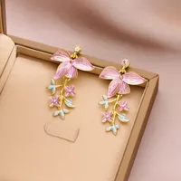1 Pair Elegant Flower Plating Zinc Alloy Drop Earrings main image 1