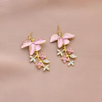1 Pair Elegant Flower Plating Zinc Alloy Drop Earrings main image 4