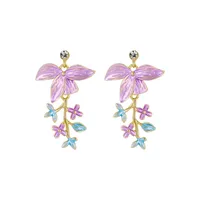 1 Pair Elegant Flower Plating Zinc Alloy Drop Earrings main image 3
