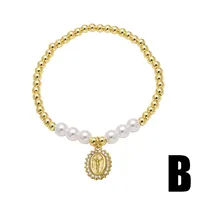 Lady Ethnic Style Simple Style Virgin Mary Copper Inlay Zircon 18K Gold Plated Unisex Bracelets main image 6