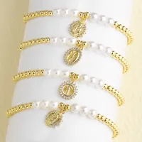 Lady Ethnic Style Simple Style Virgin Mary Copper Inlay Zircon 18K Gold Plated Unisex Bracelets main image 1
