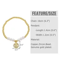 Lady Ethnic Style Simple Style Virgin Mary Copper Inlay Zircon 18K Gold Plated Unisex Bracelets main image 2