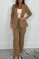 Holiday Daily Women's Casual Simple Style Streetwear Solid Color Polyester Blazer Suits Co-ord Set Pants Sets main image 4