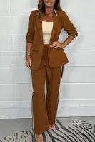 Holiday Daily Women's Casual Simple Style Streetwear Solid Color Polyester Blazer Suits Co-ord Set Pants Sets main image 5