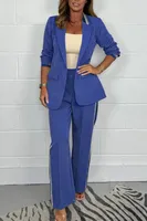Holiday Daily Women's Casual Simple Style Streetwear Solid Color Polyester Blazer Suits Co-ord Set Pants Sets main image 3
