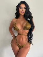 Women's Solid Color 2 Pieces Set Swimwear sku image 1