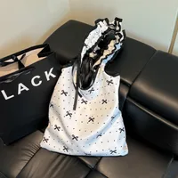 Women's Nylon Polka Dots Bow Knot Cute Square Open Tote Bag main image 2