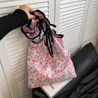 Women's Nylon Polka Dots Bow Knot Cute Square Open Tote Bag main image 3