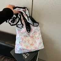 Women's Nylon Polka Dots Bow Knot Cute Square Open Tote Bag sku image 3