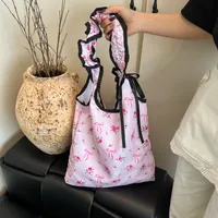 Women's Nylon Polka Dots Bow Knot Cute Square Open Tote Bag main image 1