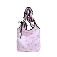 Women's Nylon Polka Dots Bow Knot Cute Square Open Tote Bag main image 4