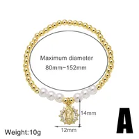 Lady Ethnic Style Simple Style Virgin Mary Copper Inlay Zircon 18K Gold Plated Unisex Bracelets sku image 1