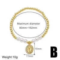 Lady Ethnic Style Simple Style Virgin Mary Copper Inlay Zircon 18K Gold Plated Unisex Bracelets sku image 2