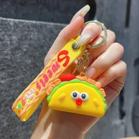 1 Piece IG Style Cute Simple Style Ice Cream Hamburger French Fries Alloy Soft Glue Inlay PVC Soft Rubber Imitation Gold  Lobster Trigger Clasp Closure Keychain main image 4