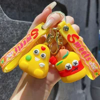 1 Piece IG Style Cute Simple Style Ice Cream Hamburger French Fries Alloy Soft Glue Inlay PVC Soft Rubber Imitation Gold  Lobster Trigger Clasp Closure Keychain main image 6