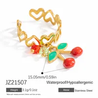 Modern Style Sweet Cherry Strawberry Titanium Steel Plating Women's Charm Rings Open Rings sku image 1