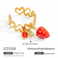 Modern Style Sweet Cherry Strawberry Titanium Steel Plating Women's Charm Rings Open Rings main image 2