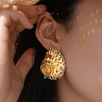 1 Pair Vacation Beach Conch 304 Stainless Steel 18K Gold Plated Ear Studs main image 3