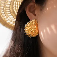 1 Pair Marine Style Beach Conch 304 Stainless Steel 18K Gold Plated Ear Studs main image 1