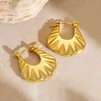 1 Pair Romantic Irregular Asymmetrical 304 Stainless Steel Imitation Gold  Hoop Earrings main image 3