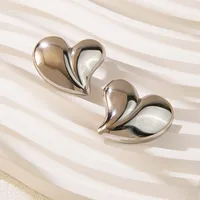 1 Pair Sweet Simple Style Heart Shape 304 Stainless Steel Imitation Gold  Ear Studs main image 5
