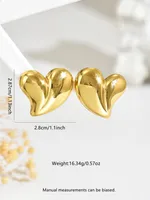 1 Pair Sweet Simple Style Heart Shape 304 Stainless Steel Imitation Gold  Ear Studs main image 2