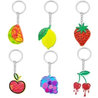 1 Piece Pastoral Cherry Strawberry Grape Acrylic Bag Pendant Keychain main image 4