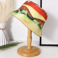 Unisex Casual Preppy Style Hamburger Printing Wide Eaves Bucket Hat main image 3