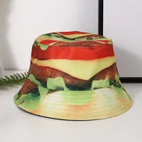 Unisex Casual Preppy Style Hamburger Printing Wide Eaves Bucket Hat sku image 1