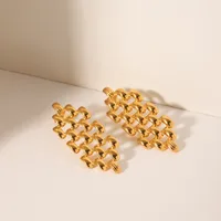 1 Pair IG Style Vintage Style Irregular Hollow Out 304 Stainless Steel Titanium Steel 18K Gold Plated Ear Studs main image 6