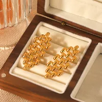 1 Pair IG Style Vintage Style Irregular Hollow Out 304 Stainless Steel Titanium Steel 18K Gold Plated Ear Studs main image 3