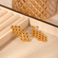 1 Pair IG Style Vintage Style Irregular Hollow Out 304 Stainless Steel Titanium Steel 18K Gold Plated Ear Studs main image 7