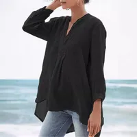 Blouse 3/4 Length Sleeve Plus Size Tops Elegant Streetwear Solid Color main image 1